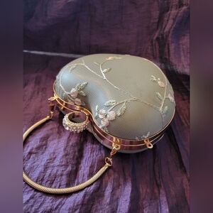 Van Caro Matcha Green Heart Shaped Purse Evening Bag Clutch Or Shoulder Bag